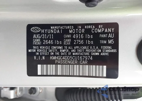2012 Hyundai Genesis 3.8 z USA, uszkodzony, nr VIN KMHGC4DD5CU167974